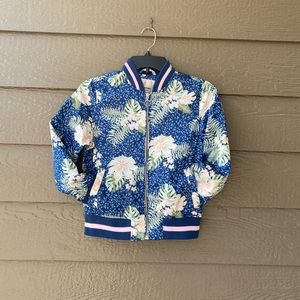 Urban Republic Sateen Girls Size M(10/12) Floral Botanical Printed Bomber Jacket
